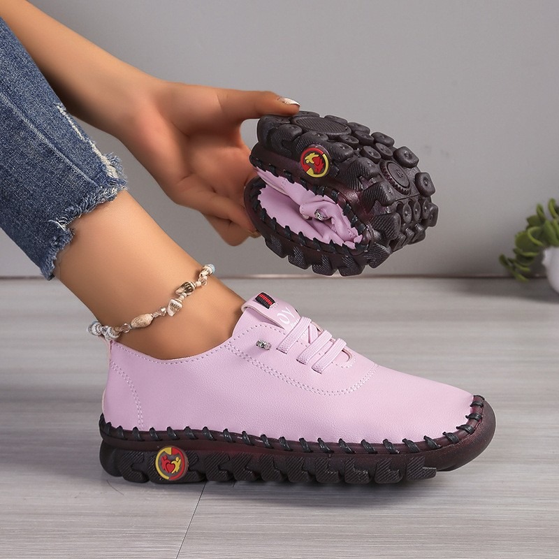 Oxford Lace Up Women - أحذية نسائية جلدية كاجوال برباط، مقدمة