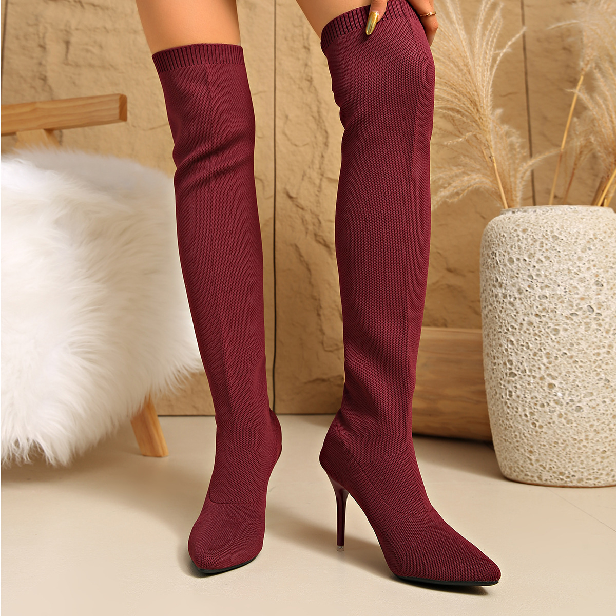 أحذية طويلة فوق الركبة للنساء  - مراجعة Sock Boot Women وسعره